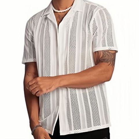 Men's Stripe Jacquard Blouse Men's Clothing