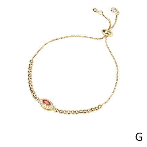 Simple Style Geometric Copper Beaded Zircon Bracelets