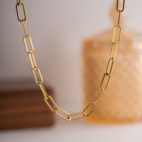 Punk Büroklammer Vakuum 18k Gold Edelstahl Halskette