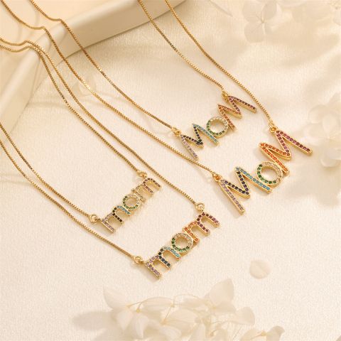 Copper IG Style Basic Simple Style Inlay Letter Zircon Pendant Necklace