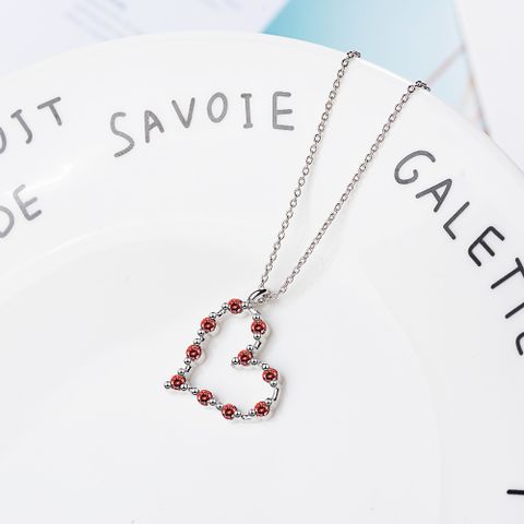 Copper Sweet Simple Style Inlay Heart Shape Zircon Pendant Necklace