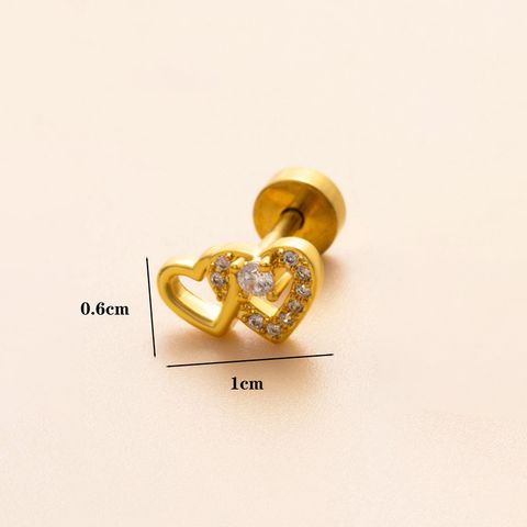 1 Piece Ear Cartilage Rings & Studs Simple Style Classic Style Heart Shape Snake Butterfly Copper Polishing Inlay Zircon 18K Gold Plated Ear Cartilage Rings & Studs