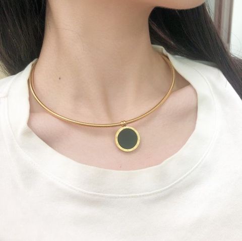 Commute Solid Color Titanium Steel Plating Gold Plated Choker
