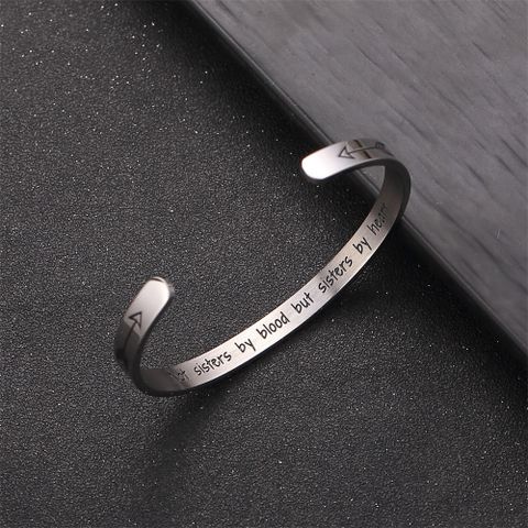 Stainless Steel Casual Simple Style C Shape Letter Cuff Bracelets