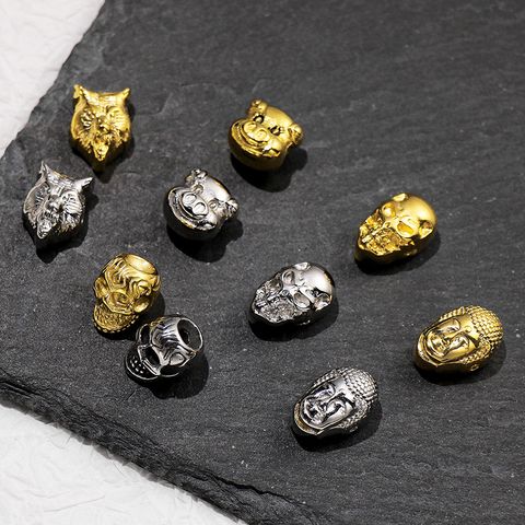 1 Piece Stainless Steel 18K Gold Plated Buddha Animal Skull Pendant