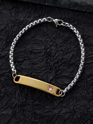Retro Simple Style Square Stainless Steel Inlay Zircon Gold Plated Unisex Bracelets