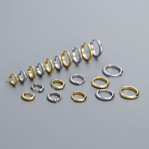 1 Pair Simple Style Round Plating Sterling Silver Hoop Earrings