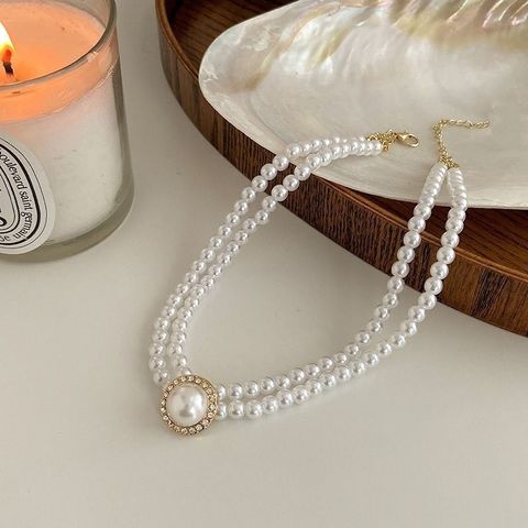 Elegant Bridal Geometric Imitation Pearl Beaded Women's Rings Earrings Necklace
