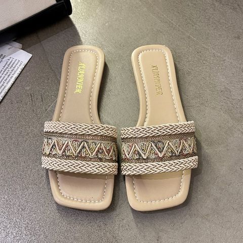 Mujeres Casual Raya Punta Cuadrada Zapatillas De Diapositivas