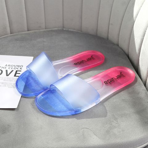 Women's Basic Color Block Open Toe Slides Slippers