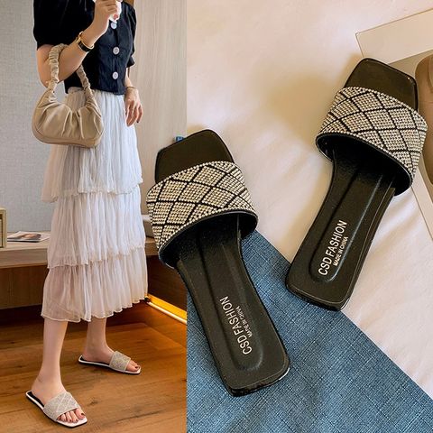 Women's Elegant Solid Color Open Toe Slides Slippers