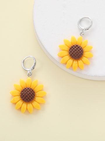 1 Pair Cute Sunflower Flower Daisy Resin Drop Earrings