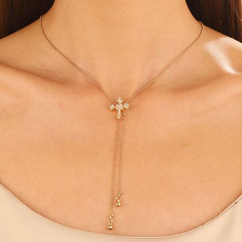 Elegant Simple Style Cross Zinc Alloy Women's Pendant Necklace 1 Piece