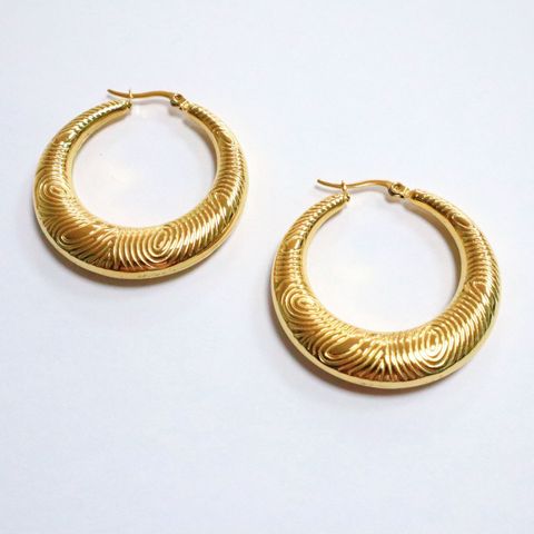 1 Pair Exaggerated Swirl Pattern Plating Stainless Steel 18K Gold Plated Earrings
