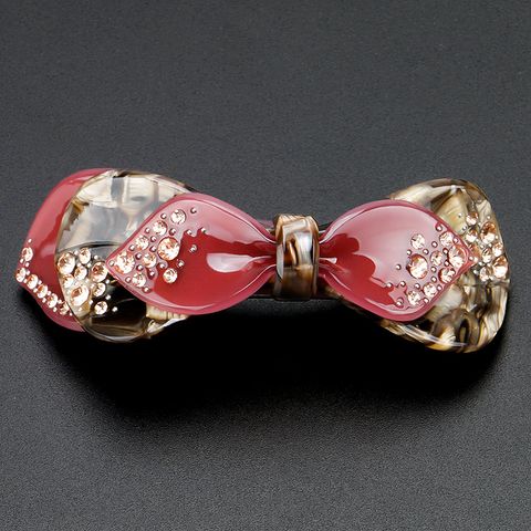 Women's Retro Simple Style Bow Knot Acetic Acid Sheets Inlay Rhinestones Hair Clip