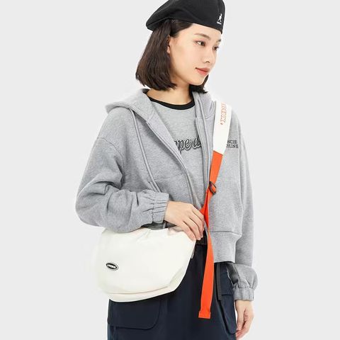 Women's Large Canvas Solid Color Basic Dumpling Shape Zipper Crossbody Bag Shoulder Bag