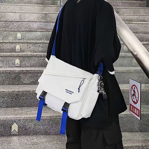 Men's Solid Color Nylon Zipper Crossbody Bag Shouder Bag