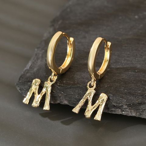 Simple Style Letter Copper Plating Drop Earrings 1 Pair