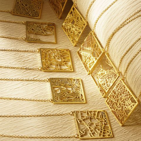 Acero Inoxidable 304 Chapados en oro de 18k Casual Estilo Simple Mapa Collar Colgante