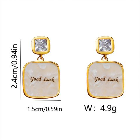 1 Pair Elegant Simple Style Solid Color Enamel Plating Copper 18K Gold Plated Drop Earrings