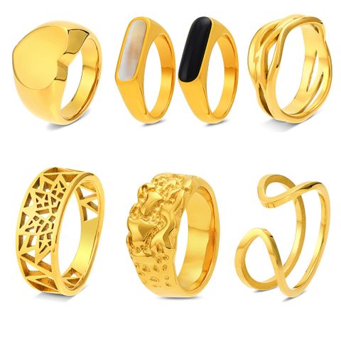 304 Stainless Steel 18K Gold Plated Casual Simple Style Irregular Heart Shape Shell Rings