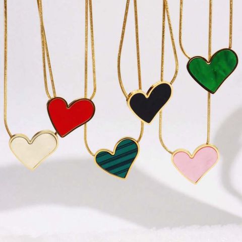 Stainless Steel 18K Gold Plated Simple Style Classic Style Heart Shape Pendant Necklace