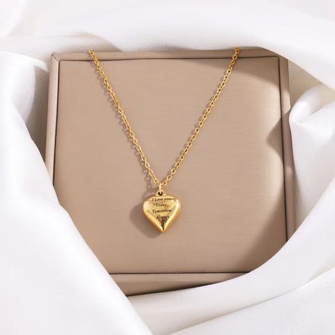 Stainless Steel 18K Gold Plated Simple Style Classic Style Heart Shape Pendant Necklace