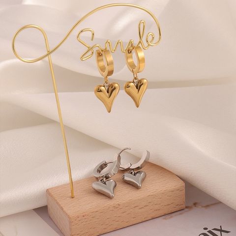 1 Pair Simple Style Classic Style Solid Color 304 Stainless Steel 18K Gold Plated Drop Earrings