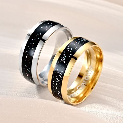 302 Stainless Steel 18K Gold Plated Romantic Simple Style Enamel Galaxy Rings