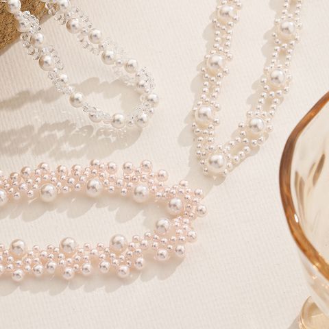 Elegant Einfacher Stil Runden Künstlicher Kristall Imitationsperle Perlen Frau Halskette
