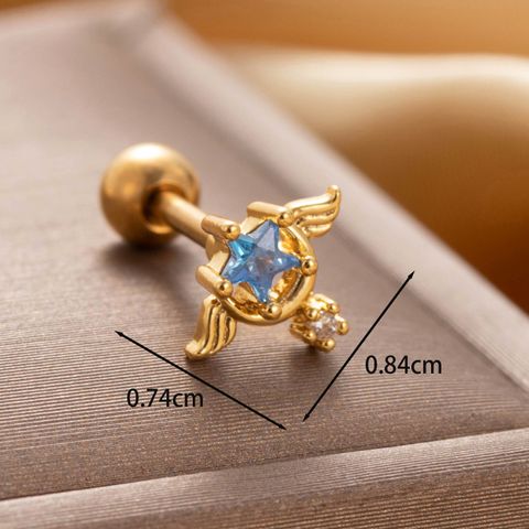 1 Piece IG Style Simple Style Star Heart Shape Bow Knot Inlay Copper Zircon Ear Studs Cartilage Earrings