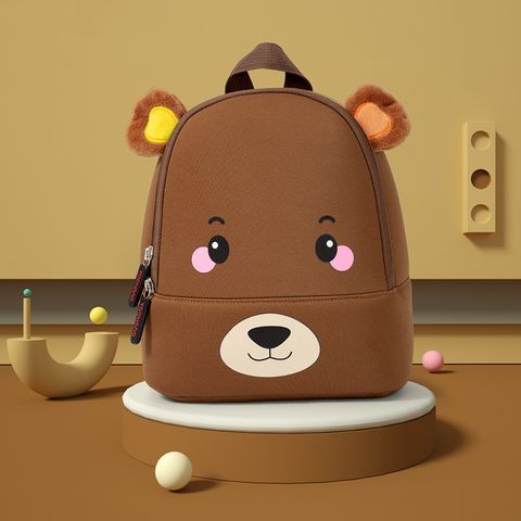 Kid'S SBR Animal Cute Square Zipper Fashion Backpack