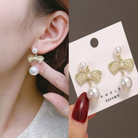 1 Set 1 Pair Simple Style Round Alloy Patchwork Inlay Zircon Women's Drop Earrings Earrings Ear Studs