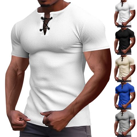 Hommes Couleur Unie T-Shirt Vêtements Pour Hommes