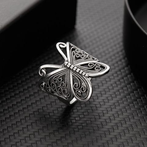Gothic Retro Cool Style Butterfly Alloy Hollow Out Women's Open Rings