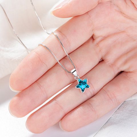 1 Piece 8 * 8mm Copper Artificial Crystal White Gold Plated Star Polished Pendant