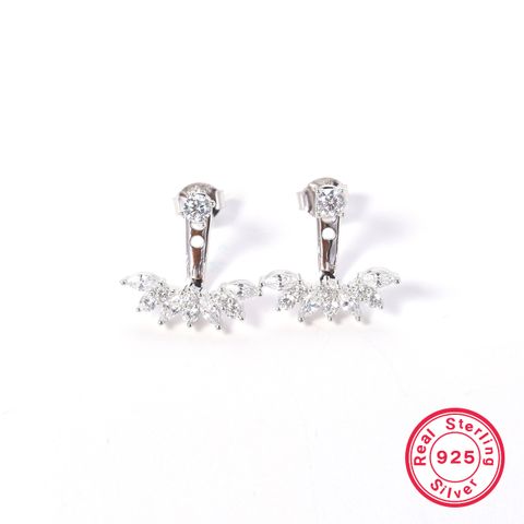 1 Pair Elegant Glam Luxurious Solid Color Plating Inlay Sterling Silver Zircon White Gold Plated Ear Studs