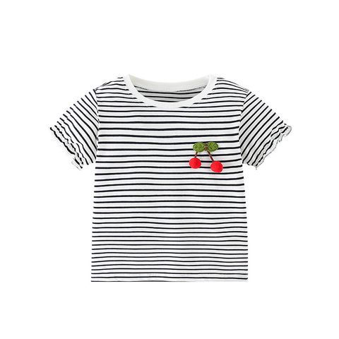 Cute Stripe Cherry Cotton T-shirts & Shirts