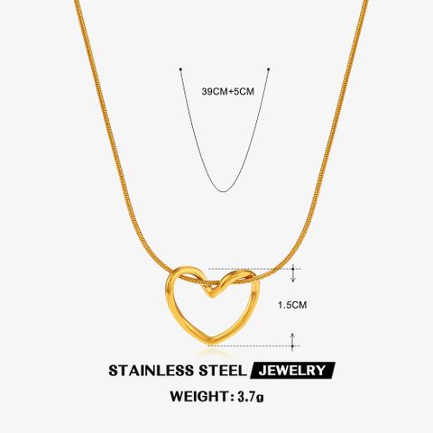 304 Stainless Steel 18K Gold Plated Simple Style Classic Style Commute Plating Heart Shape 304 Stainless Steel Pendant Necklace
