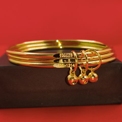 Copper Vintage Style Simple Style Plating Carving Bell Wristband