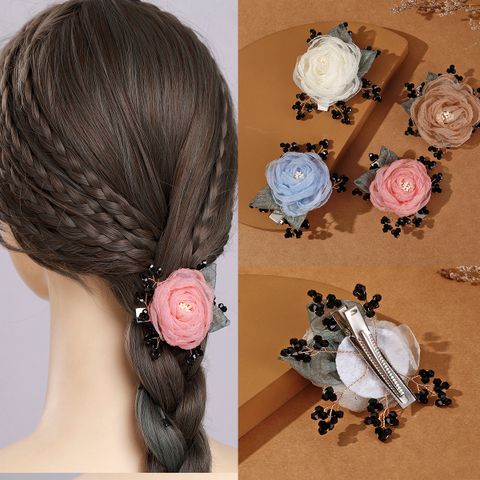 Women's Fairy Style Cute Sweet Flower Cloth Hair Clip