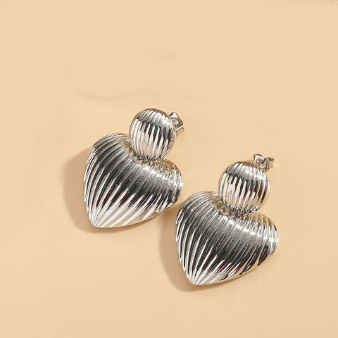 1 Pair Vintage Style Heart Shape Inlay Copper Zircon 14K Gold Plated Drop Earrings