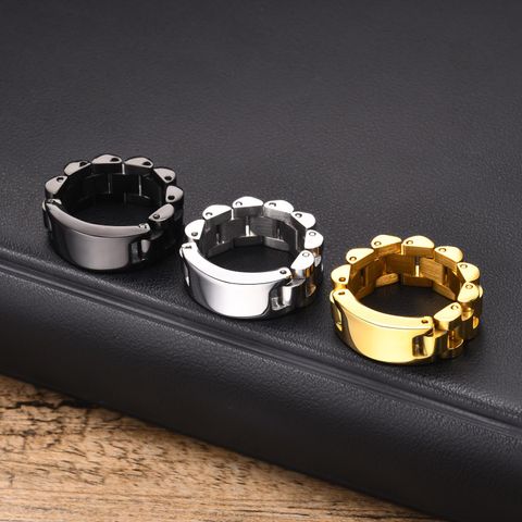 304 Stainless Steel 18K Gold Plated Simple Style Plating Solid Color Rings