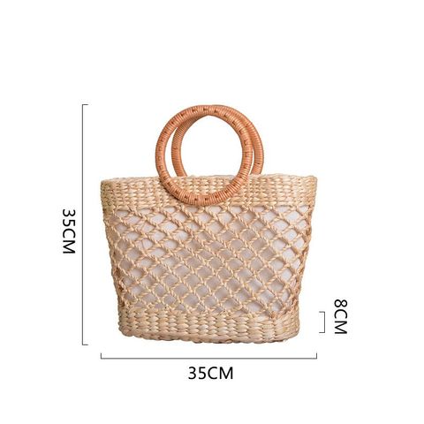 Women's Medium Summer Straw Solid Color Vintage Style Classic Style Flip Cover Bag Sets