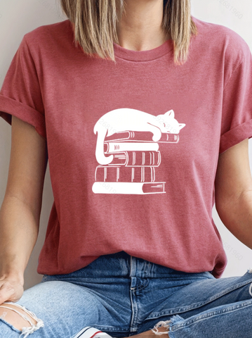 Women's T-shirt Short Sleeve T-Shirts Round Casual Cat