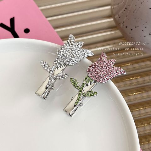 Fairy Style Flower Alloy Flowers Rhinestones Hair Clip 1 Piece