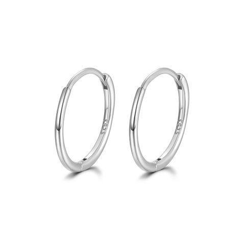 1 Pair Basic Classic Style Commute Circle Plating Sterling Silver Hoop Earrings