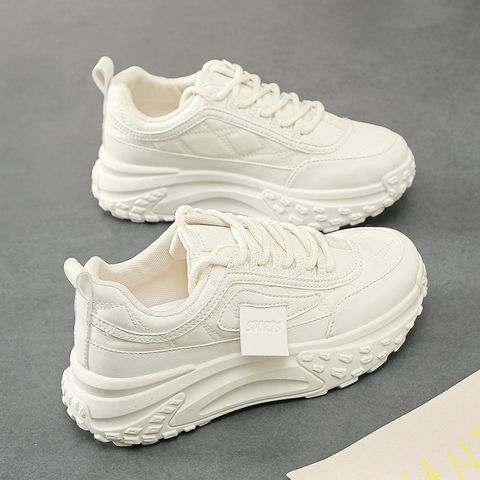 Women's Casual Solid Color Round Toe Chunky Sneakers