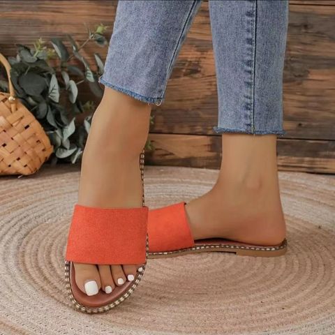 Women's Vacation Roman Style Solid Color Open Toe Flats