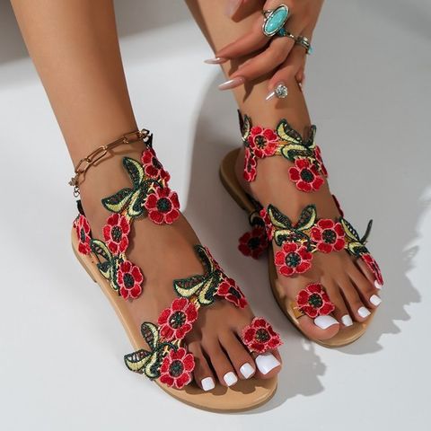 Women's Casual Flower Round Toe Beach Sandals